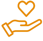 Zeichnung einer geöffneten Hand mit einem Herzen darüber