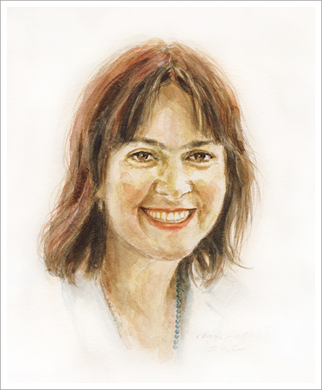 Birgit, Frau ca. 40, Portrait in Aquarell