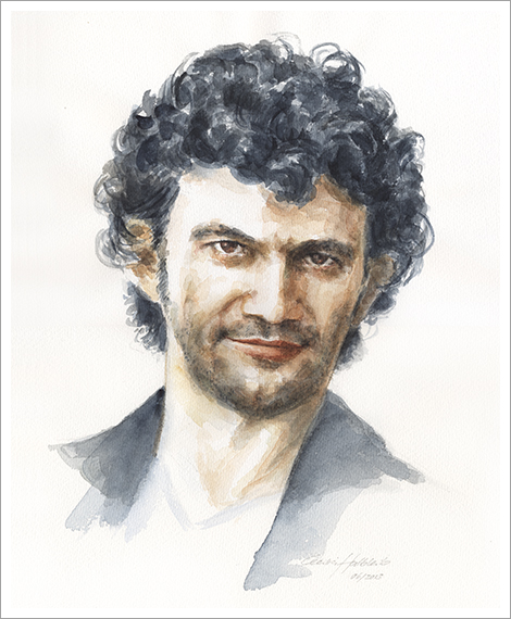 Jonas Kaufmann, portrait in watercolour