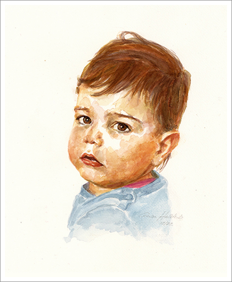 Marley, 2,5 Jahre, Kinderprtrait in Aquarell