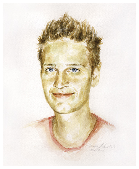 Paul, Teenager, Portrait in Aquarell