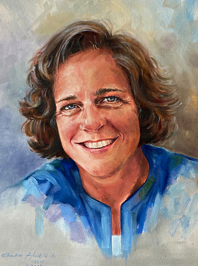 Stephanie, Frau ca. 45, Portrait in Öl